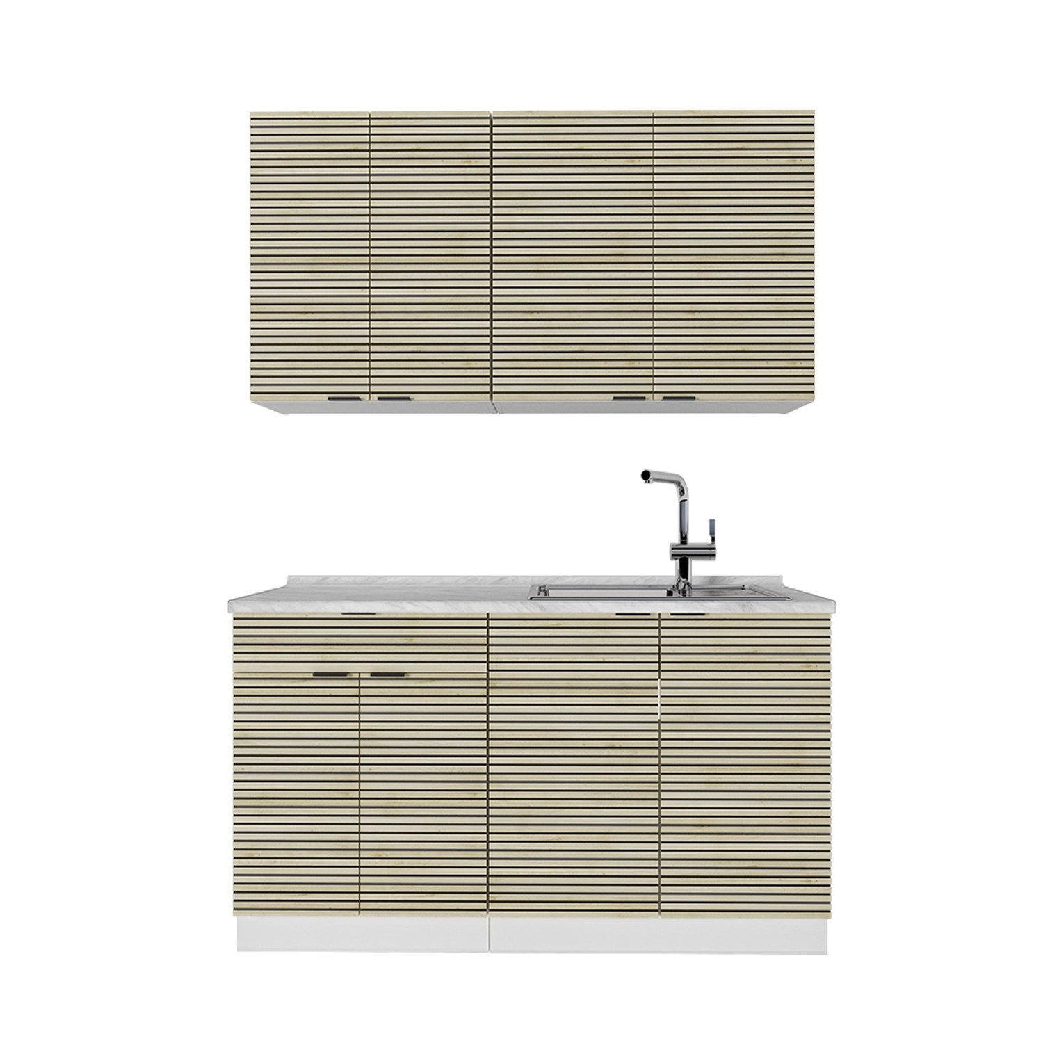 Vicco Fame-Line Singleküche Eiche Paneel/Weiß 140 cm ohne Arbeitsplatte günstig online kaufen