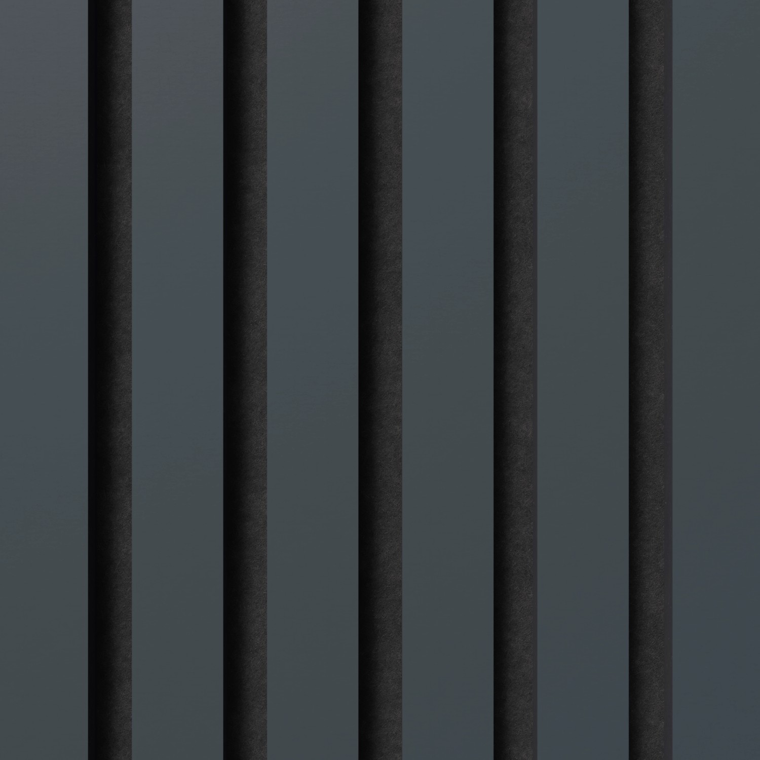 Akustikpaneel Lino Smokey Blue, 60x60cm, 2er-Set. MDF-Leisten auf schwarzem Filz für Wand- und Deckenmontage.