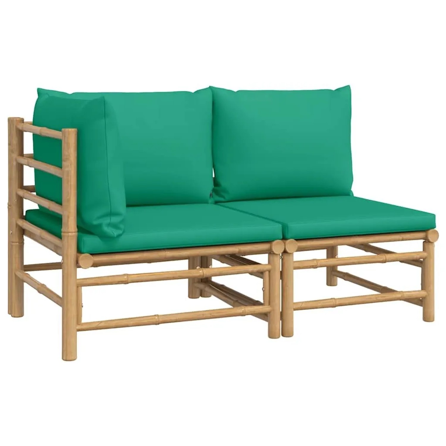 vidaXL 2-Tlg Garten-Lounge-Set mit Grünen Kissen Bambus 362291