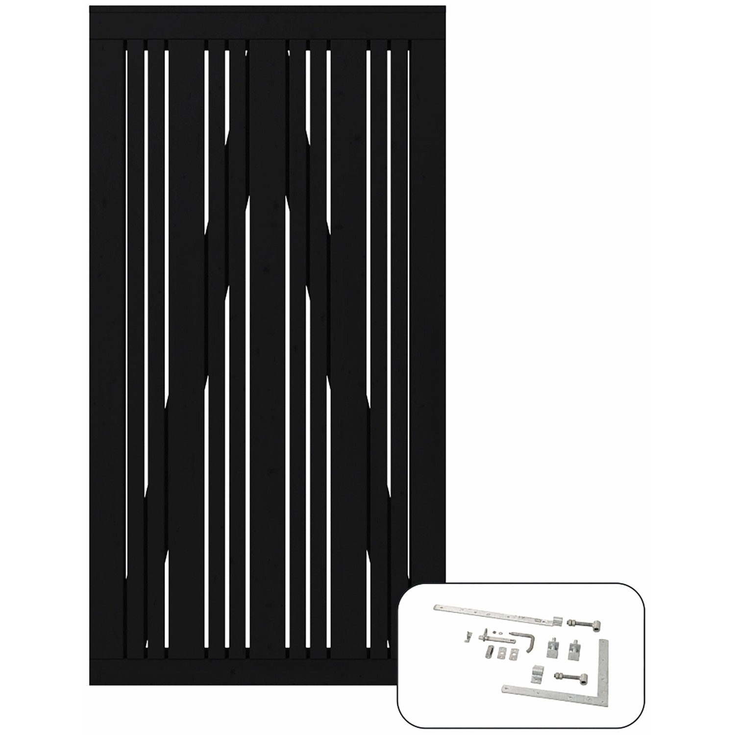 Einzeltor Tangent Nadelholz Schwarz 95 cm x 180 cm günstig online kaufen