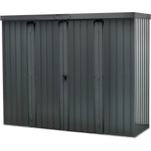 Floraworld Geräteschrank mit Flachdach, anthrazit, 226x81 cm, ideal zur Gartenwerkzeug-Aufbewahrung.