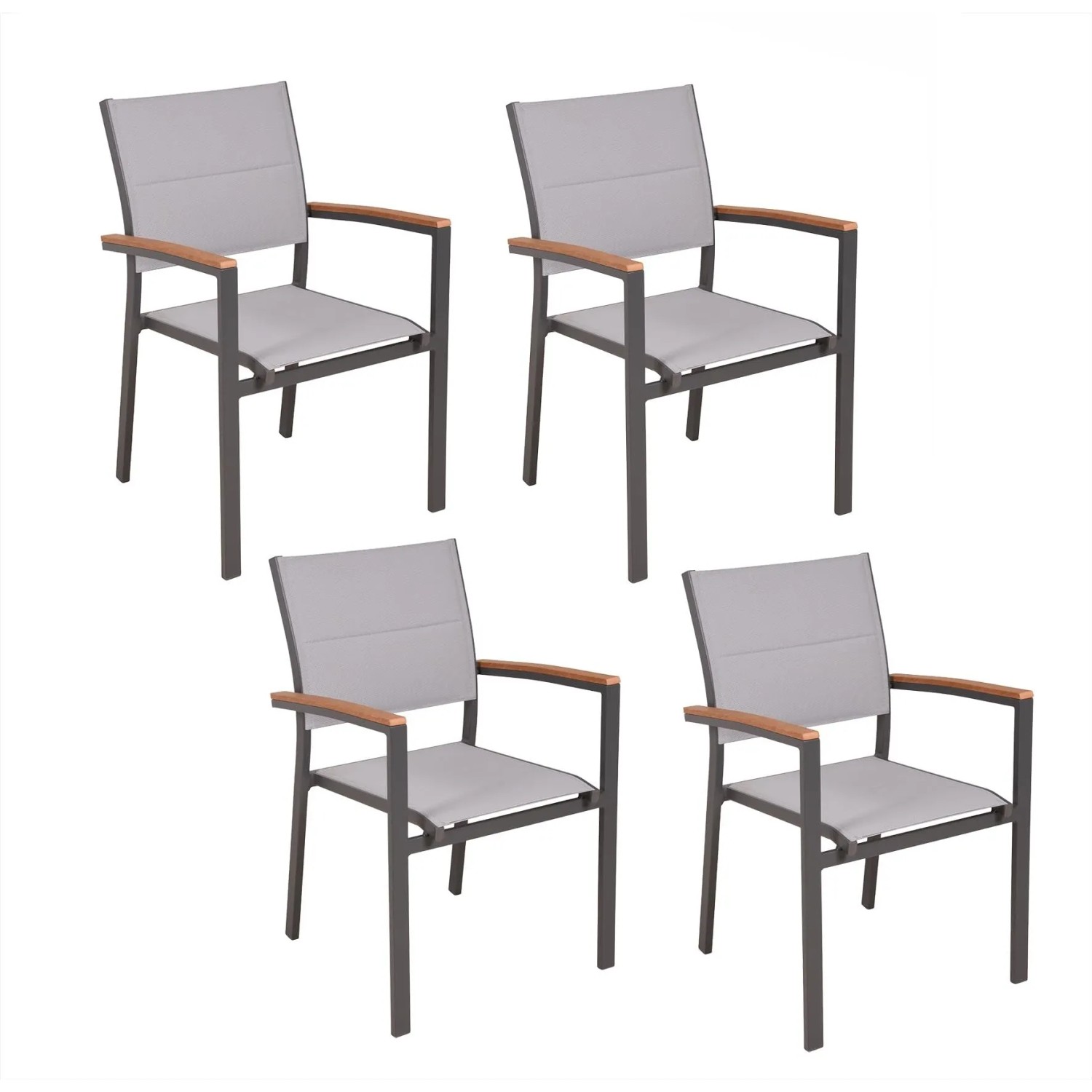 DELUKE Gartenstuhl 4er Set KARINA Kunststoff Hellbraun Stapelstuhl Wetterfest Gartenstühle Outdoor Essstühle