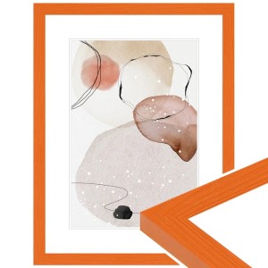 Moderner, orangefarbener Bilderrahmen aus Holz für Fotos/Kunstdrucke in 21x29,7 cm.