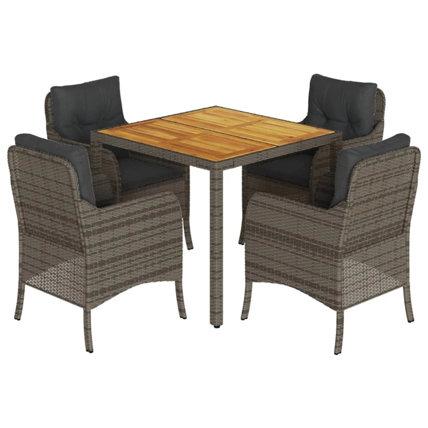 vidaXL 5-Tlg Garten-Essgruppe mit Kissen Grau Poly Rattan 3211873 günstig online kaufen