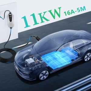 Junsun 11kW 3-phasiges Typ 2 EV-Ladegerät mit 5m Kabel und 16A zum Aufladen von Elektroautos.
