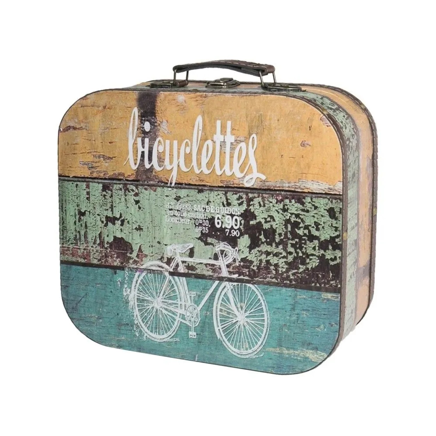 HMF VKO206 Vintage Vintage Koffer Truhe Holzkiste Holz 25 x 21 x 8 cm Deko Fahrrad