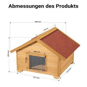 Wiltec Kleines Katzenhaus 68X53X47Cm Holz Katzenhütte Wurfkiste Wetterfest Höhle