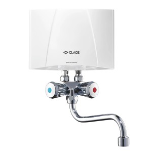 Clage Kleindurchlauferhitzer M3/SMB mit Armatur, 3,5 kW, für Handwaschbecken. Warmwasser direkt.