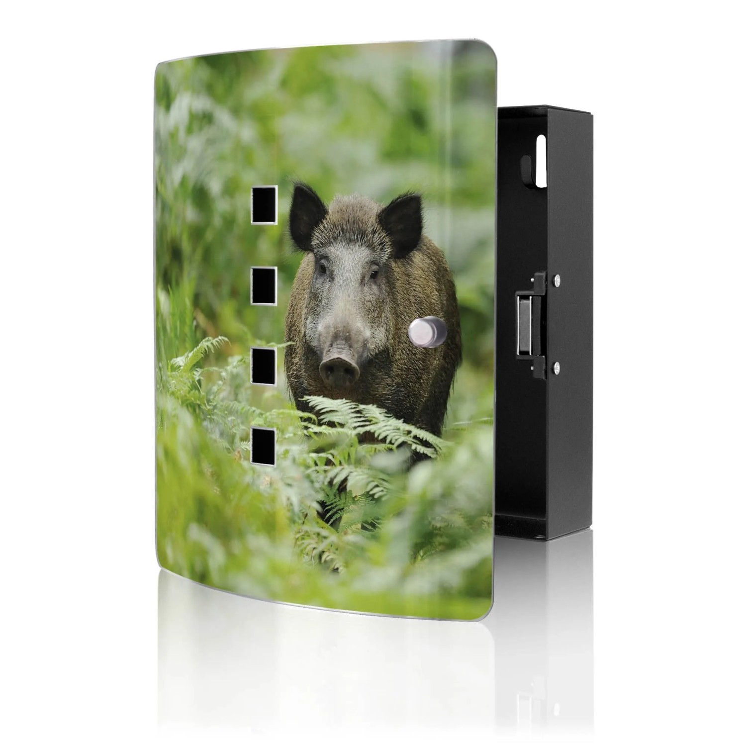Banjado Design Schlüsselkasten Aus Edelstahl Für 10 Schlüssel 24x21,5x7cm Mit Magnetverschluss Motiv Wildschwein