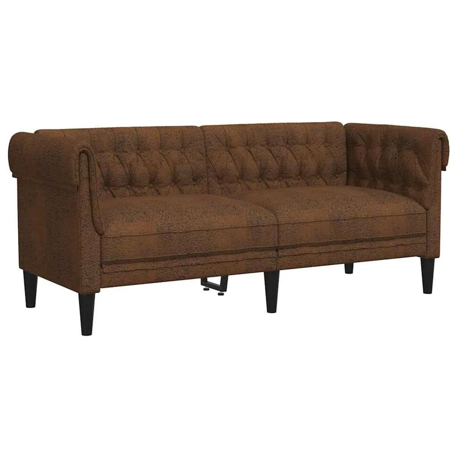 vidaXL Chesterfield-Sofa 2-Sitzer Braun Stoff 372555