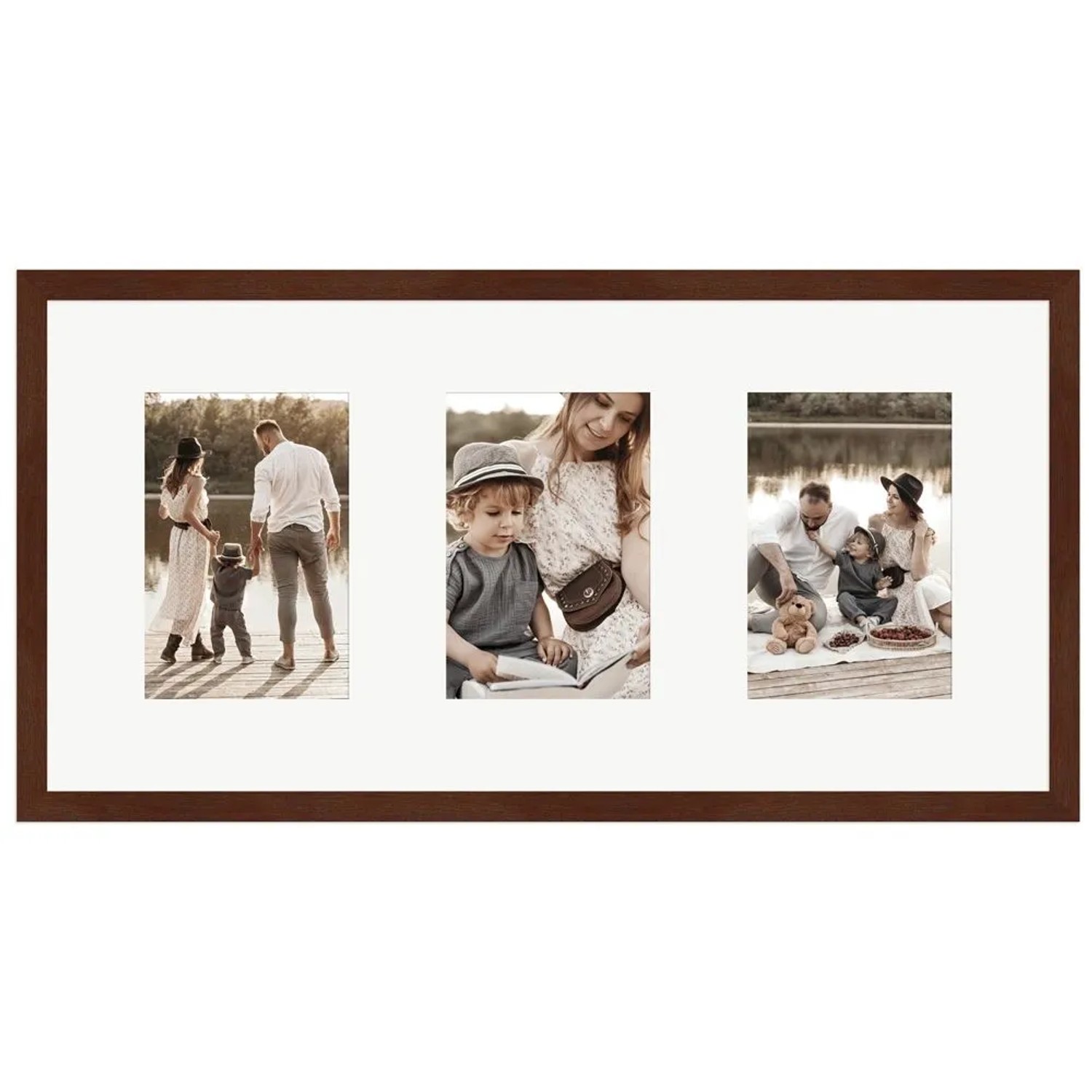 WANDStyle Galerierahmen G950 in Nussbaum-Optik 25 x 50 cm für 3 Bilder im Format 10 x 15 cm