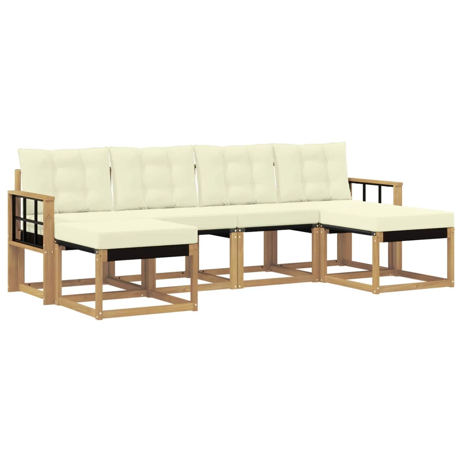 vidaXL Outdoor-Sofagarnitur mit Kissen 6-Tlg Weiß und Creme 3389744