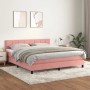 Rosa vidaXL Boxspringbett (160x200 cm) mit Samtbezug, inklusive Matratze und Topper.