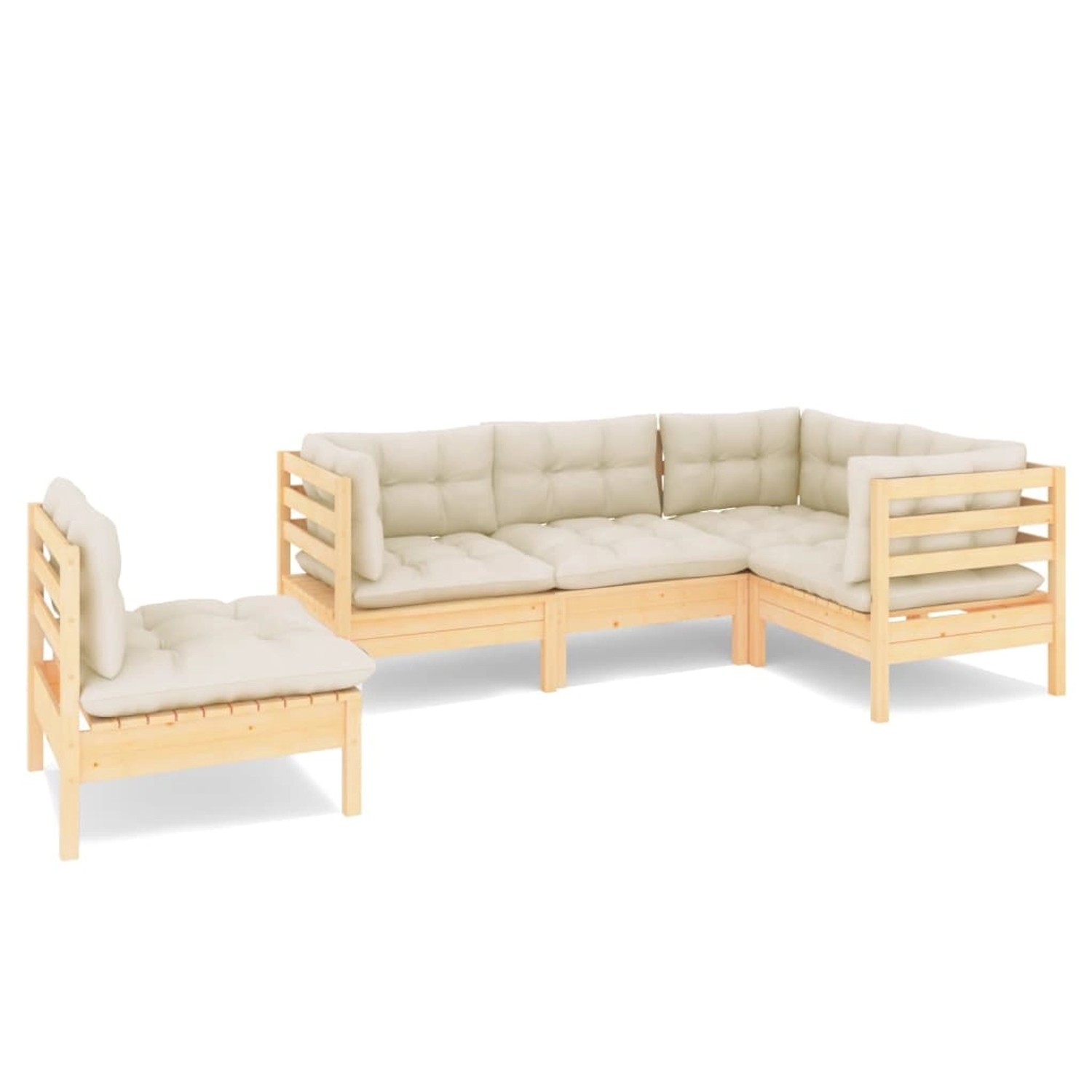 vidaXL 5-tlg Garten-Lounge-Set mit Creme Kissen Kiefernholz Modell 17