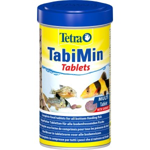 Tetra TabiMin Tabletten, Tablettenfutter für Zierfische, Dose mit blauem Deckel.