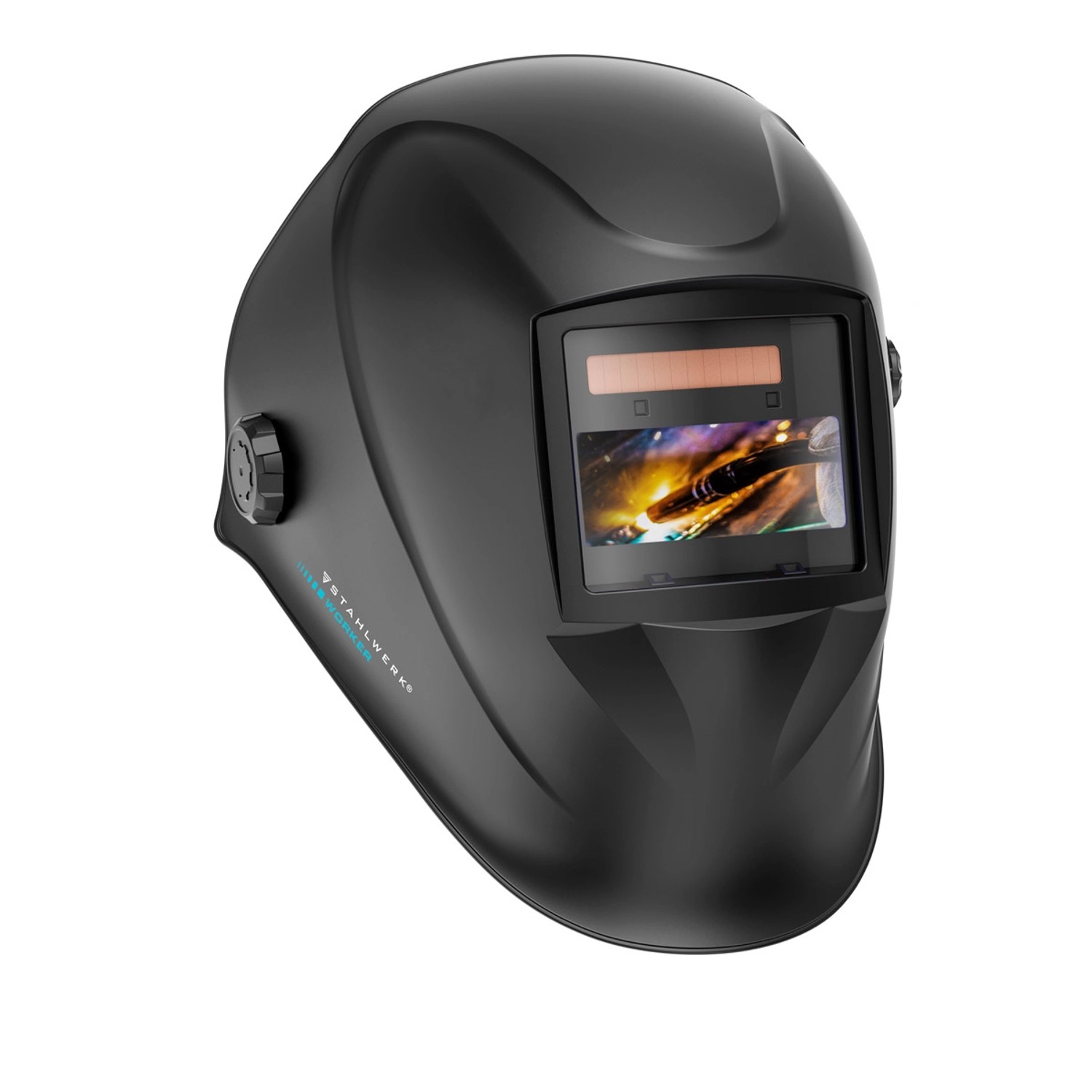 STAHLWERK Schweißhelm Worker 3 in 1, Automatik Schweißerhelm in Schwarz.