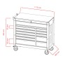 Werkzeugwagen Mephisto Pro-Line BIG XXL mit 12 Schubladen und Maßangaben.