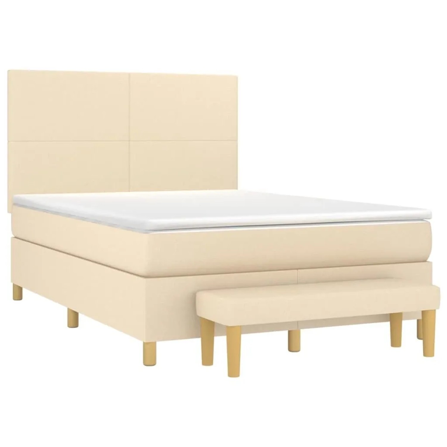 vidaXL Boxspringbett mit Matratze Creme 140x190 cm Stoff 3136994