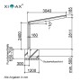 Technische Zeichnung Ximax Alu Carport Linea Typ 60: Maße und Fundamentdetails.