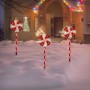 3er Set LED Lollipop-Weihnachtsdeko für außen, 60 LEDs, 3m, 8 Modi, rot-weiß