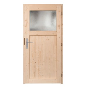 Panto Nebeneingangstür NET 501 aus Holz mit Lichtausschnitt und Ornamentglas