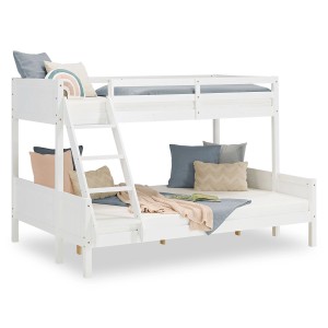 Homestyle4u Etagenbett 90x200 und 140x200 in Weiß mit Lattenrost 1898