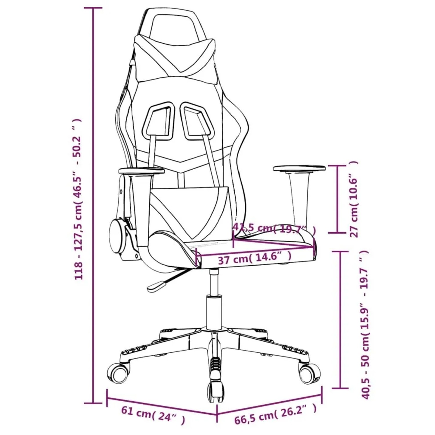 vidaXL Gaming-Stuhl mit Massagefunktion Schwarz und Weinrot Kunstleder 345430_14