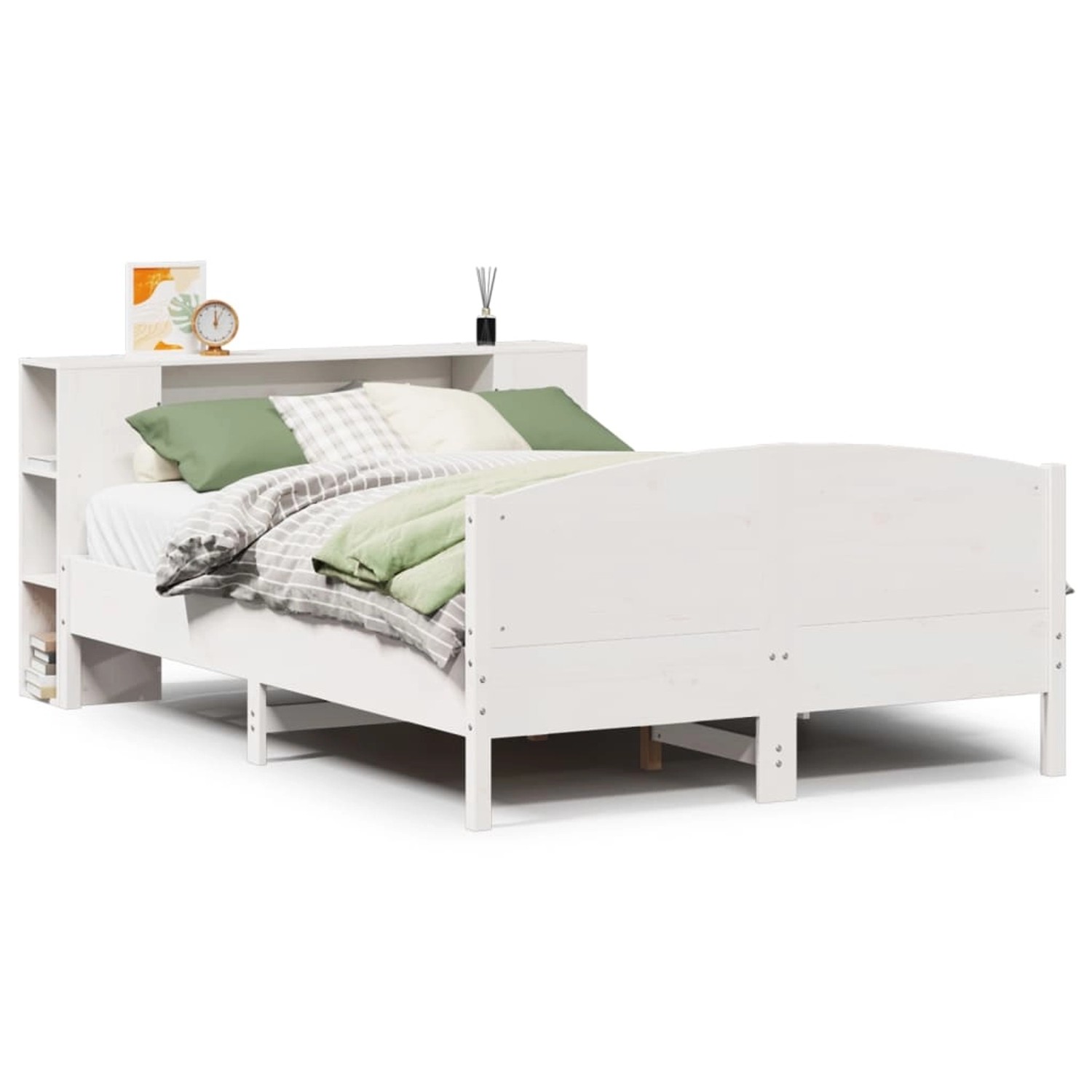 vidaXL Massivholzbett mit Regal ohne Matratze Weiß 120x190 cm Kiefer 332307 günstig online kaufen