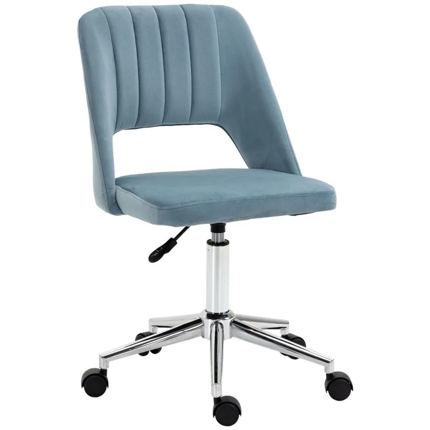 Vinsetto Bürostuhl Homeoffice Stuhl höhenverstellbar Drehstuhl bis 120 kg belastbar (Schreibtischstuhl, 1 St), Samtartiges Polyester Blau 49 x 60 x 79-91 cm