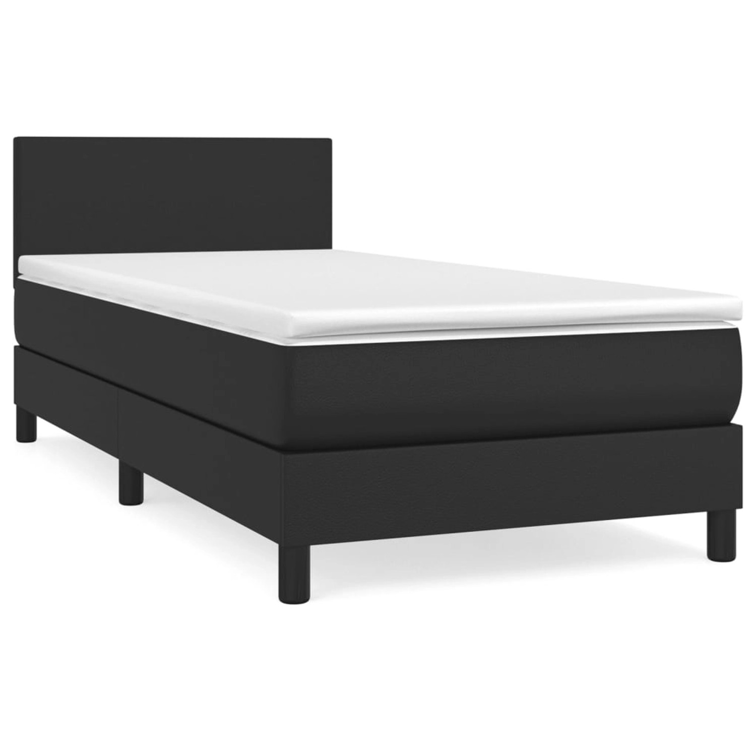 vidaXL Boxspringbett mit Matratze Schwarz 90x200 cm Kunstleder1389703