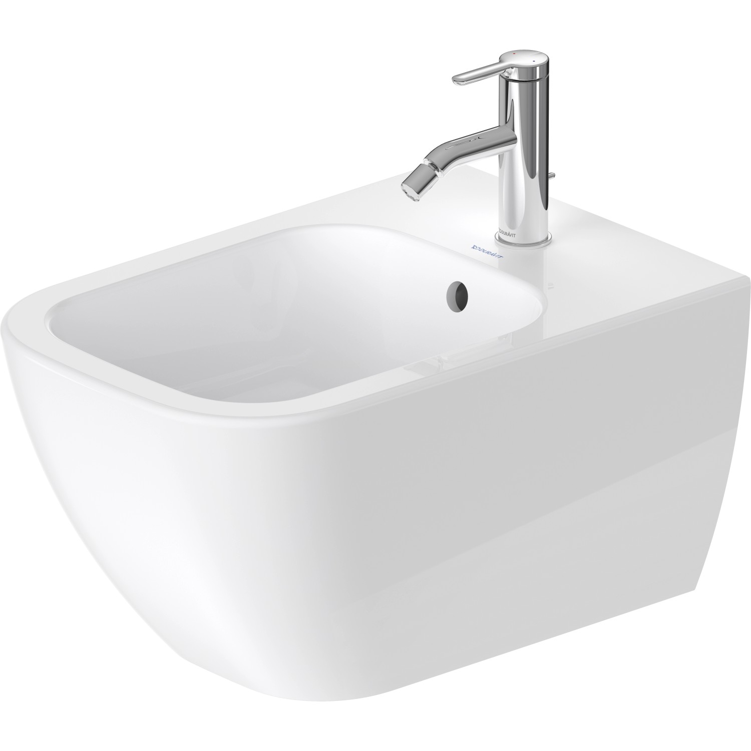 Duravit Wand-Bidet Happy D.2 54 cm Weiß WG mit Überlauf + 1 Hahnloch Durafix