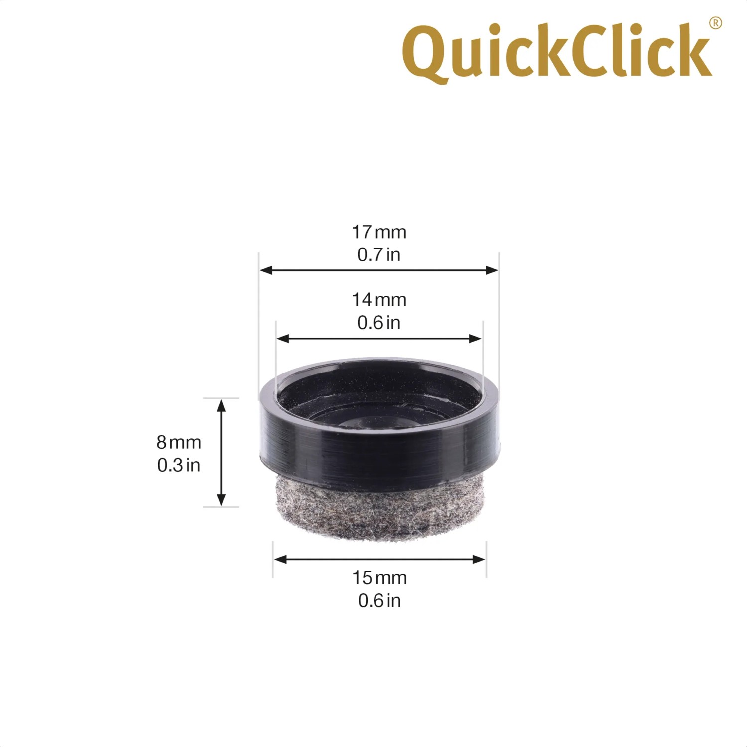 Wagner QuickClick Möbelgleiter, braun, Ø 17mm, 8-teilig. Filzgleiter für empfindliche Böden.