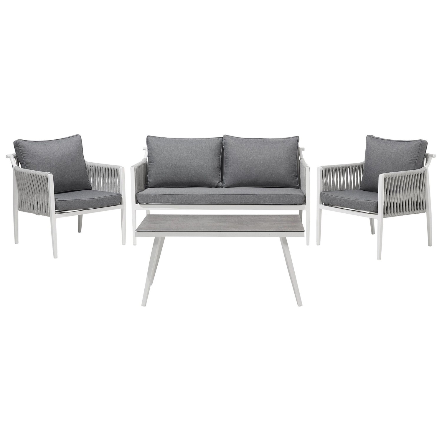 Beliani Sitzgruppe Weiss Grau 74x145x76