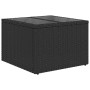 Schwarzer vidaXL Tisch aus Poly-Rattan mit Stauraum, Teil des Gartenmöbel-Sets.