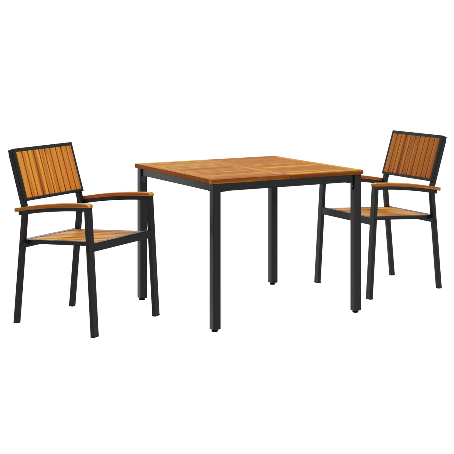 vidaXL 3-Teiliges Garten-Esszimmer-Set aus Massivem Akazienholz und Metall günstig online kaufen