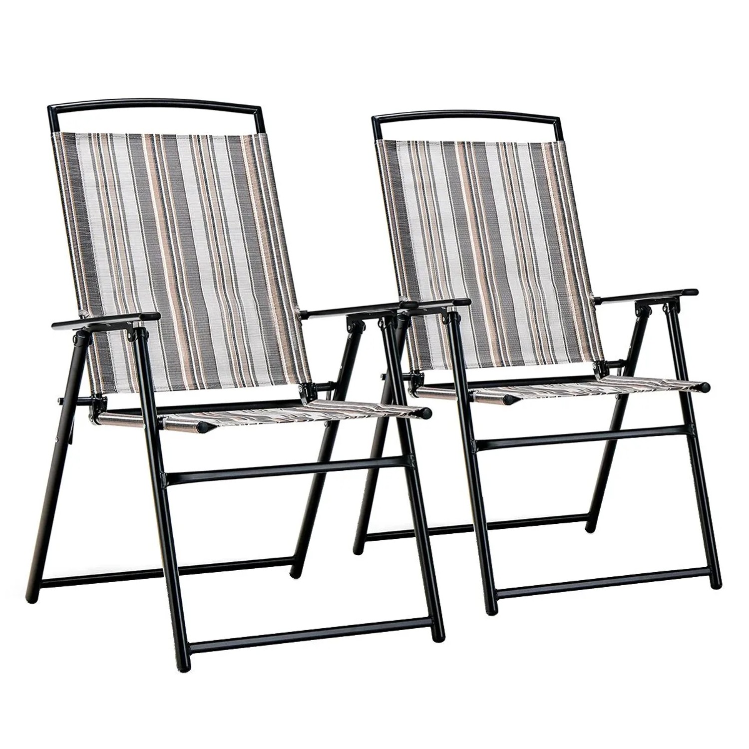 Costway 2er Set Gartenstühle Hochlehner Klappbar Atmungsaktiver Stoff