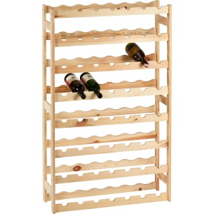 OBI Holzweinregal L aus Kiefernholz, mit 8 Regalböden für 56 Flaschen.