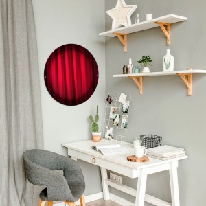 Banjado Magnettafel Rund Größe 47cm Magnetwand Schwarz Aus Metall Magnetpinnwand Pinnwand Motiv Roter Vorhang