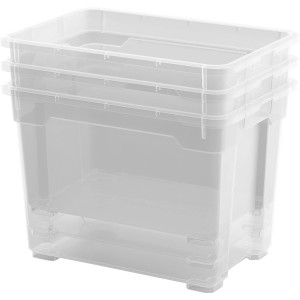 3er-Set transparente OBI Allzweckboxen Santos S, 17 Liter, zur Aufbewahrung.