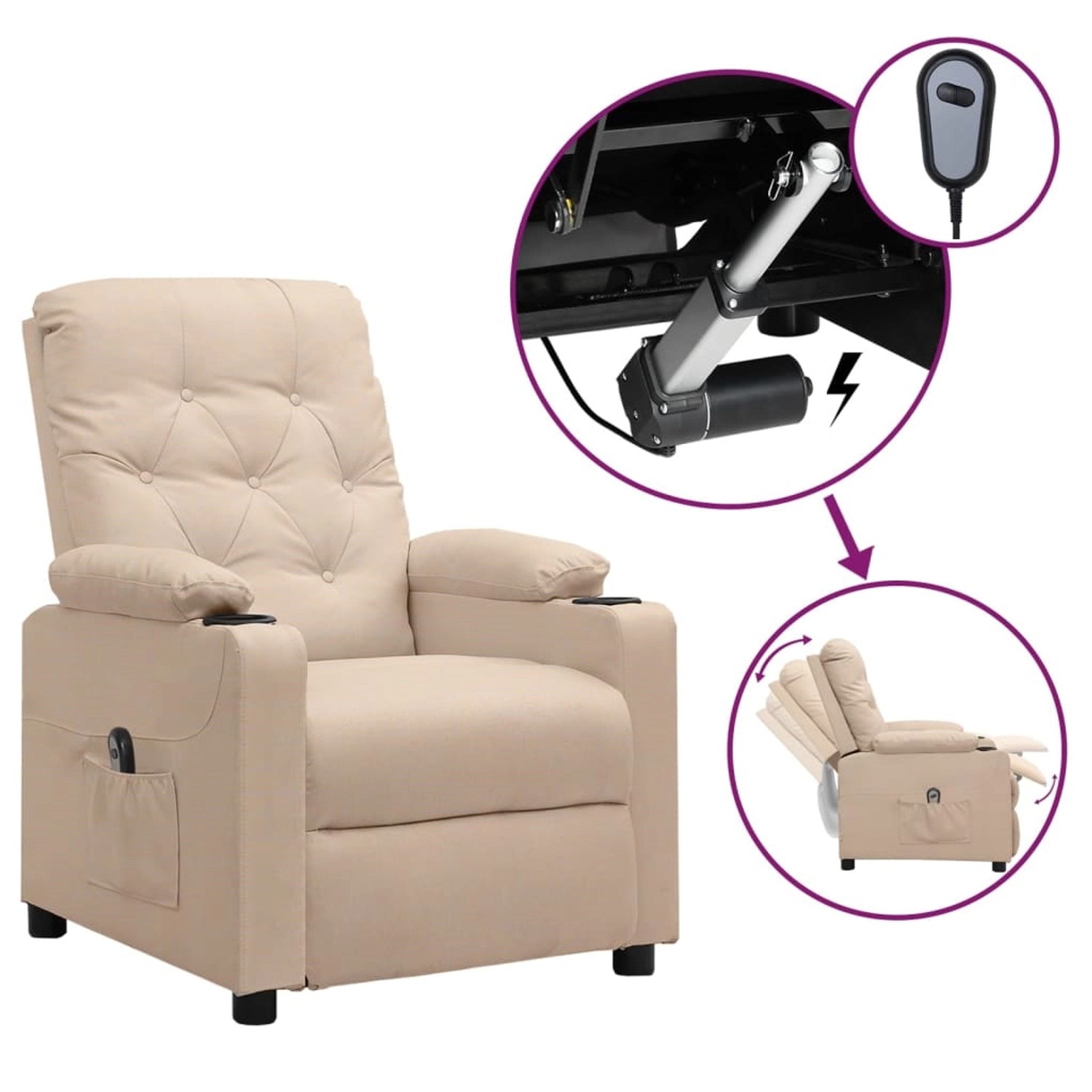 vidaXL Relaxsessel Elektrisch Creme Stoff 3098848 günstig online kaufen