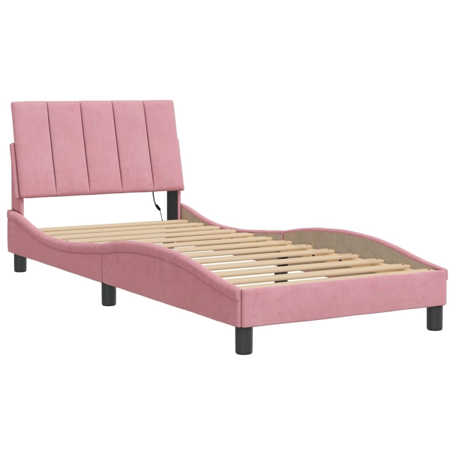 vidaXL Bettgestell mit LED ohne Matratze Hanko Rosa 90x200 cm Samt 3213762 günstig online kaufen