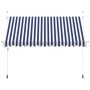 vidaXL Einziehbare Markise, 350 cm, blau-weiß gestreift, mit Stahlrahmen.