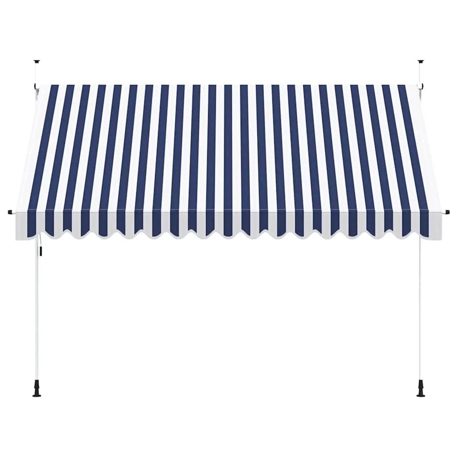 vidaXL Einziehbare Markise, 350 cm, blau-weiß gestreift, mit Stahlrahmen.