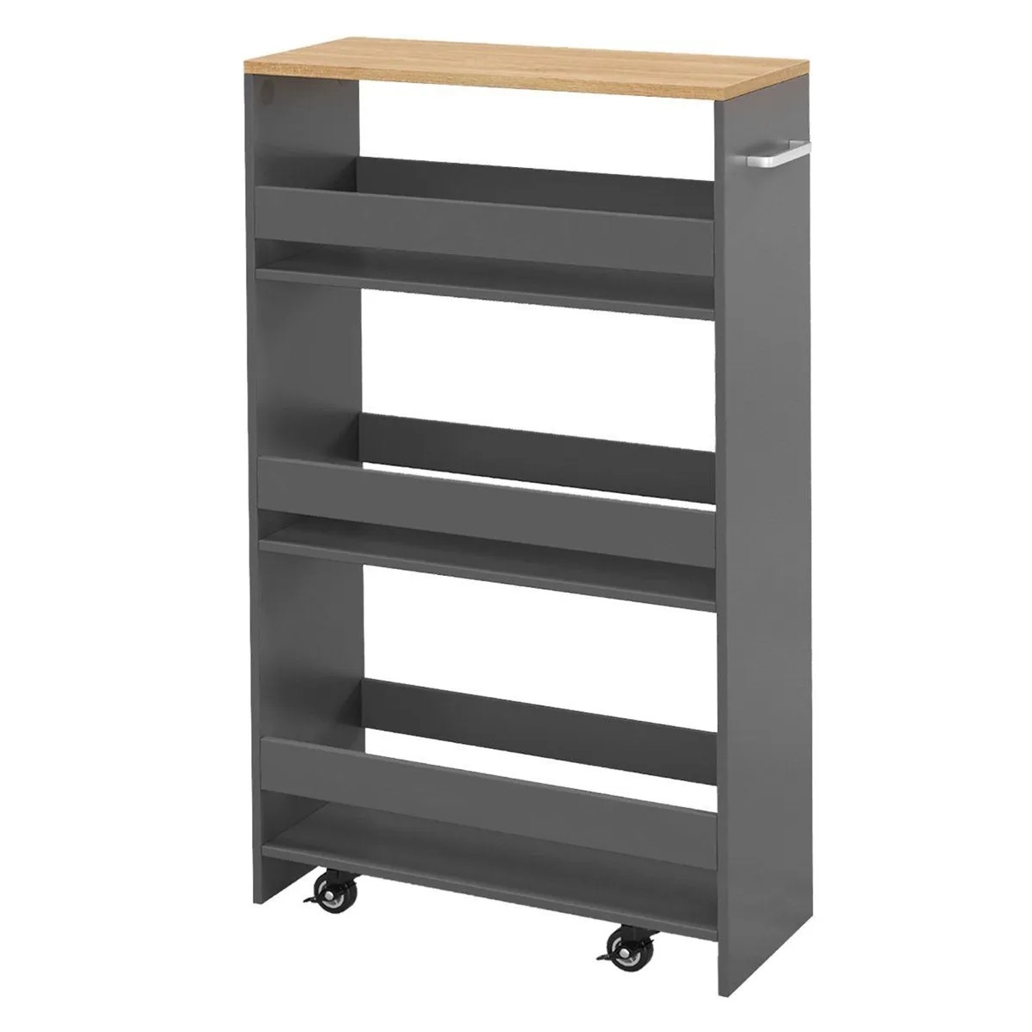 Costway 4 Etagen Küchenwagen Badregal Dunkelgrau 47.5 x 20 x 80.5 cm günstig online kaufen