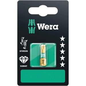 Wera Bit TX25, 25 mm, diamantbeschichtet für sicheren Halt, geeignet für TX-Schrauben.