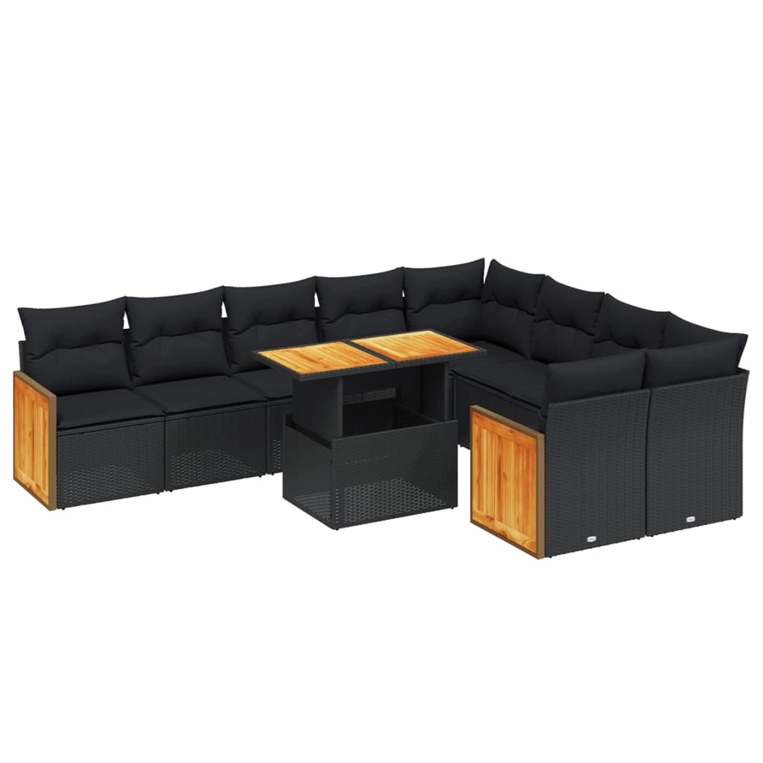 vidaXL 10-Tlg Garten-Sofagarnitur mit Kissen Schwarz Poly Rattan 3274114 günstig online kaufen