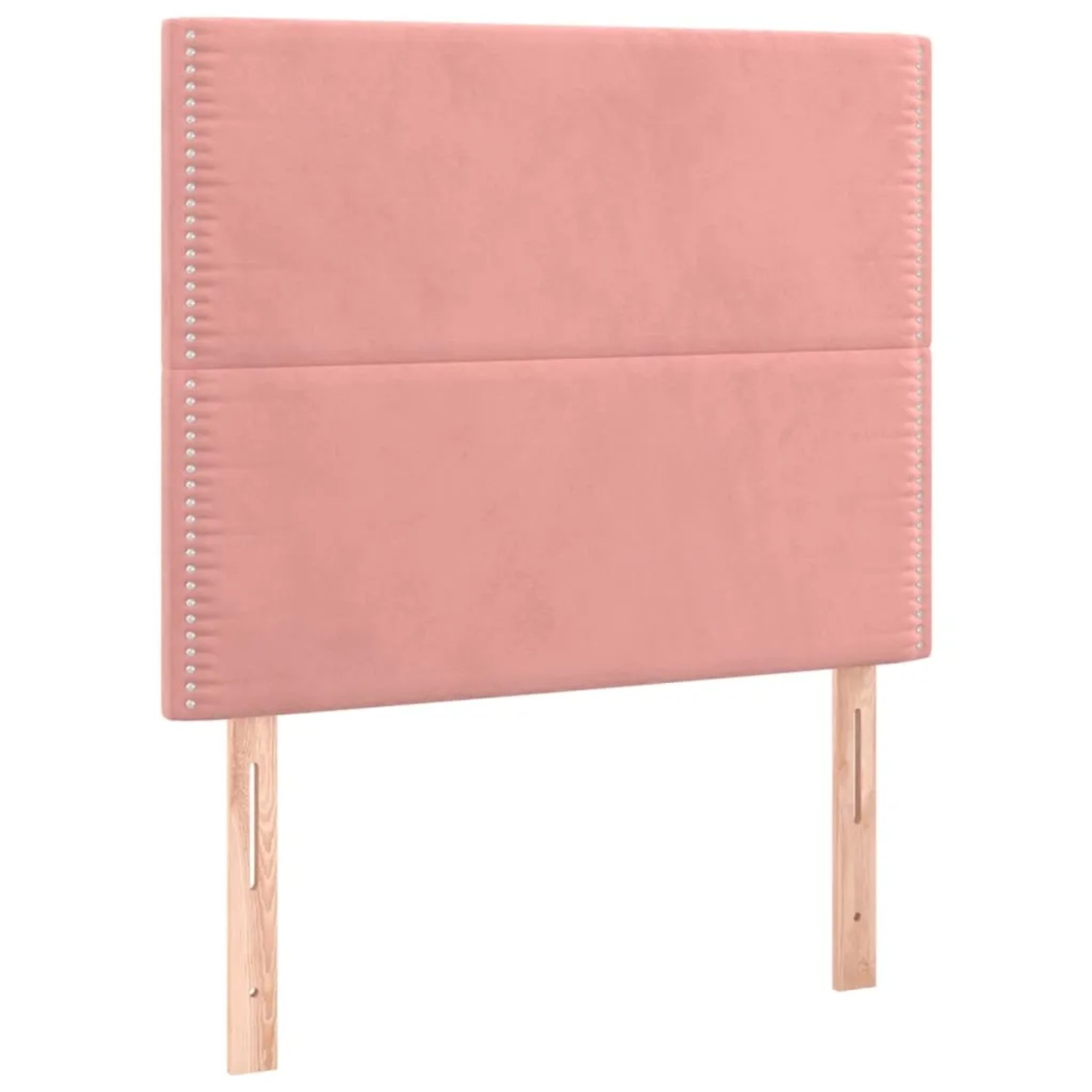 Rosa vidaXL Boxspringbett mit Samtbezug, 90x190 cm. Bett mit gestepptem Kopfteil und Holzfüßen.