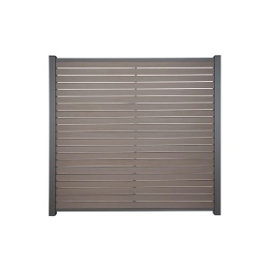 GartenLand Rhombus WPC Zaun Set Kopenhagen, schokobraun mit Holzstruktur und anthrazitfarbenem Aluminiumrahmen.