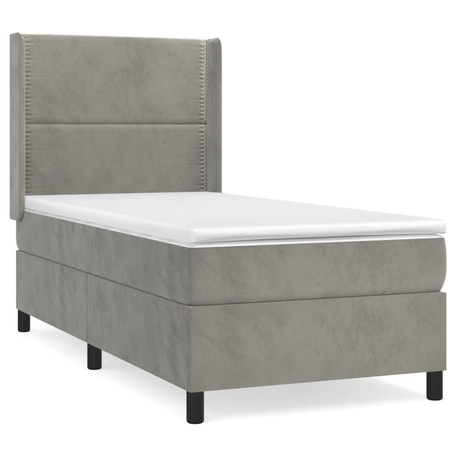 vidaXL Boxspringbett Boxspringbett mit Matratze Hellgrau 90x190 cm Samt Bet günstig online kaufen