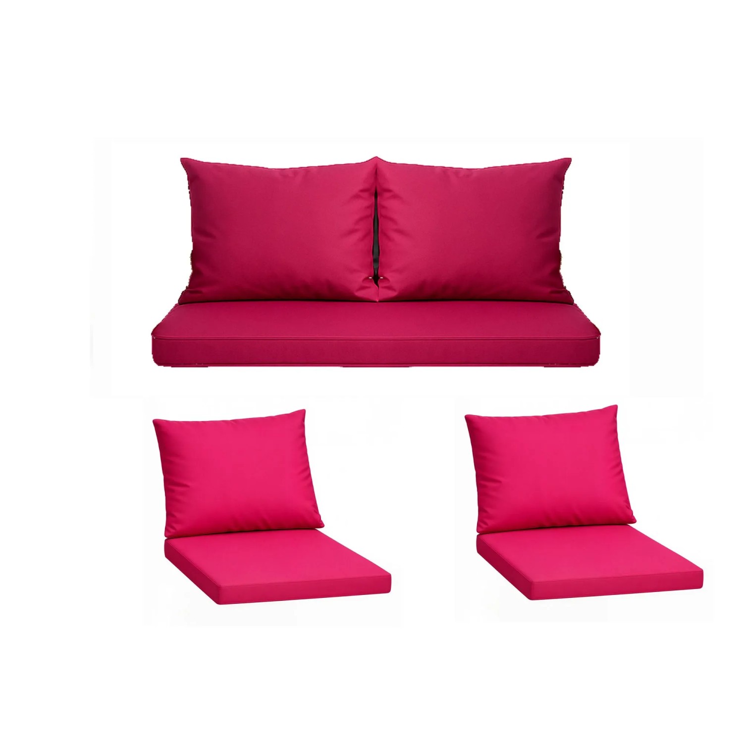 Setgarden Komfort Set Gartenloungekissen aus Technorattan-Möbel Kissen für Sofa 110x60 cm + Sessel 1tlg Rose